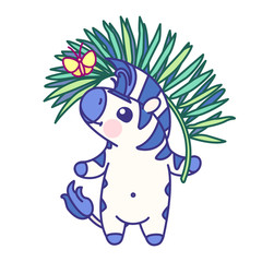 vector flat striped baby zebra. cute animal