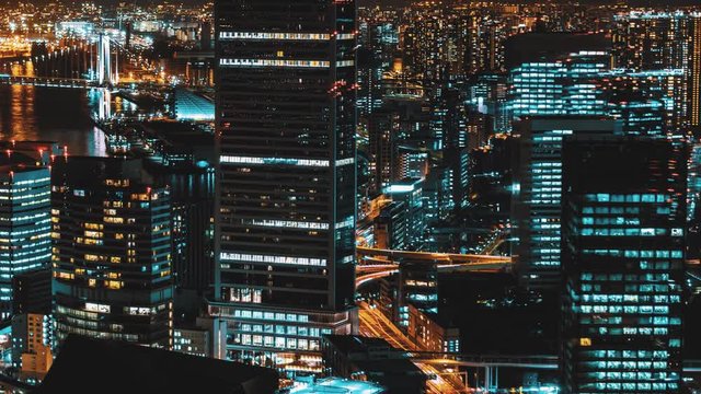 4K 東京　街　交差点　タイムラプス　交通　人々　町並み　夜景
