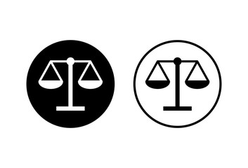 Scales icons set on white background. Law scale icon. Scales vector icon. Justice