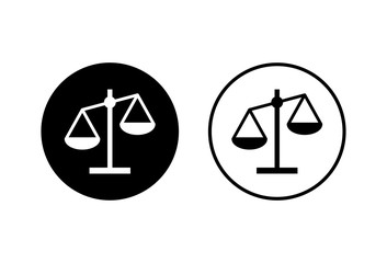 Scales icons set on white background. Law scale icon. Scales vector icon. Justice
