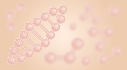 3D background with molecules . Abstract the scientific banner with the molecular structure of DNA on pink background. Infographics. Background for design. Vector illustration.