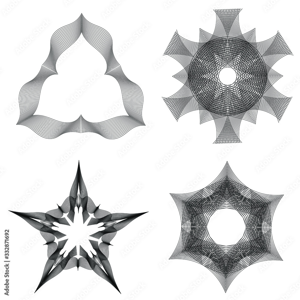 Aufkleber geometric creative abstract shape for your graphic design or business. black lines delicate ornament