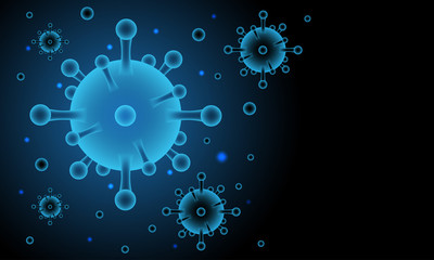 Blue virus on black background vector illustration.
