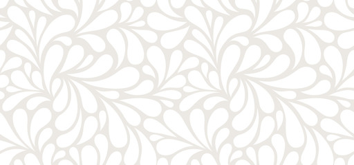 Vector naadloze beige patroon met witte druppels. Monochroom abstracte bloemenachtergrond.