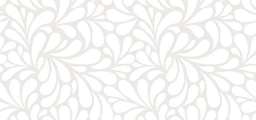 Gordijnen Vector naadloze beige patroon met witte druppels. Monochroom abstracte bloemenachtergrond. © Oleksandra