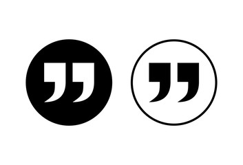 Quote icons set on white background. Quote sign icon. Quotation mark symbol.
