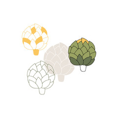 Vector hand drawn artichoke. For healthy nutrition, vegetarians, vegans. Vegetables theme.