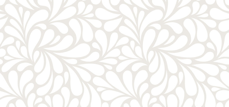 Vector seamless beige pattern with white drops. Monochrome abstract floral background.