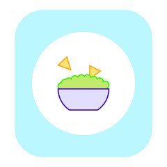 guacamole sauce with nachos on white background