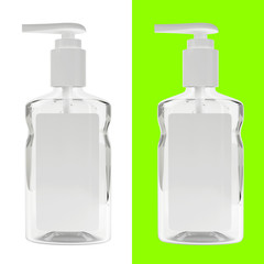 Realistic sanitizer gel bottle with pump. Gel or cream bottle dispenser. Pump container template. Hand sanitizer in 236ml bottle with pump.
