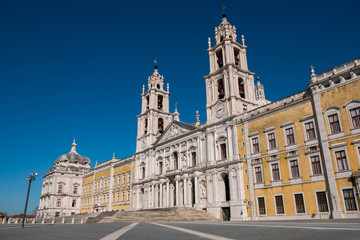 Fototapeta na wymiar The National Palace and Franciscan Convent of Mafra, is the country's most important Baroque palace. UNESCO World Heritage Site. Mafra, Portugal