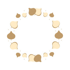 Cartoon style round vector frame, card template with jicama vegetables.