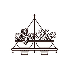 hanger plants inside pot line style icon vector design
