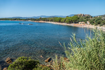 Fototapeta na wymiar The beautiful beach of Santa Maria Navarrese in Sardinia