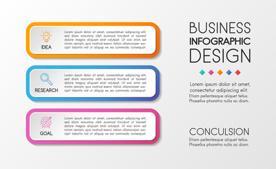 Infograph design with business icons and 3 options. Vertical diagram. Vector