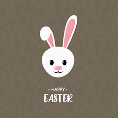 Easter greeting card with happy bunny and wishes. Vector