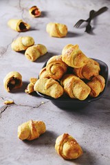 Mini croissants on the light background