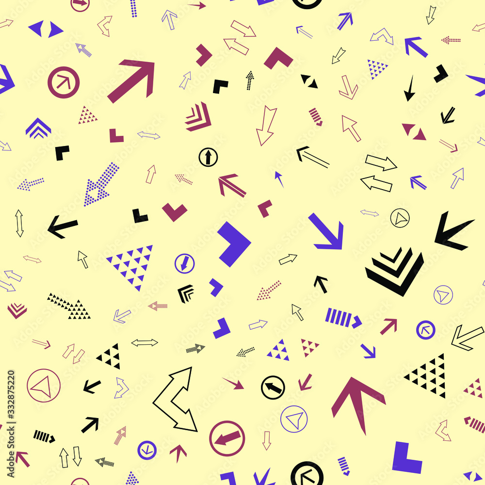 Poster seamless vector pattern with different arrows. modern cursor illustration