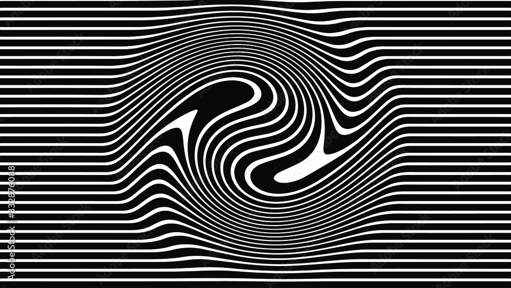Aufkleber abstract rippled or black lines pattern with wavy vibrant facture on white background and texture. l