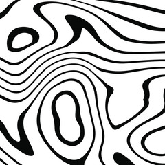 Abstract rippled or black lines pattern with wavy vibrant facture on white background and texture. Liquify lines 3D effect. Vector illustration. EPS 10. Creative graphic design. 
