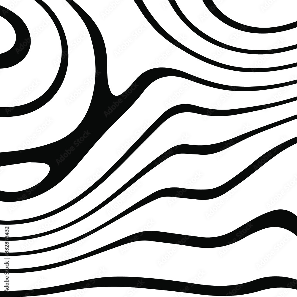 Poster abstract rippled or black lines pattern with wavy vibrant facture on white background and texture. l