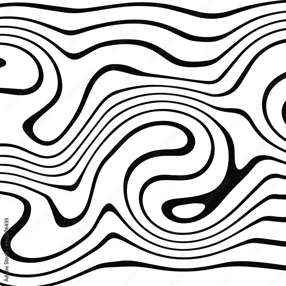 Poster abstract rippled or black lines pattern with wavy vibrant facture on white background and texture. l