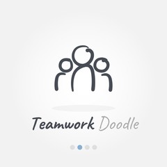 Teamwork doodle vector icon design 