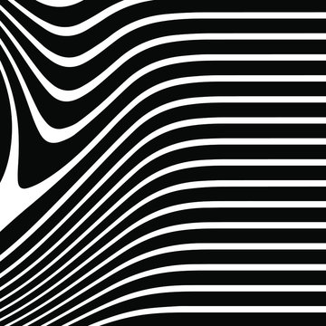 Abstract rippled or black lines pattern with wavy vibrant facture on white background and texture. Liquify lines 3D effect. Vector illustration. EPS 10. Creative graphic design. © Place of Arts