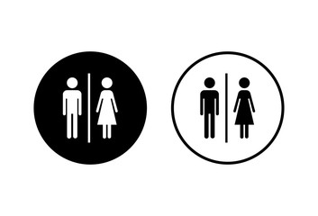 Toilet icons set on white background. Toilet sign. Man and woman restroom sign vector. Male and female icon