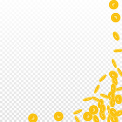 European Union Euro coins falling. Scattered small