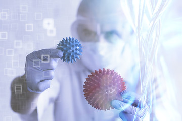 doctor coronavirus test, concept virus, epidemic, imitation laboratory bio hazard