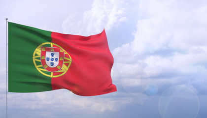 Naklejka na ściany i meble Waving flags of the world - flag of Portugal. 3D illustration.