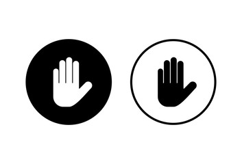 Stop icons set on white background. Hand symbol. Hand icon vector