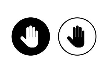 Stop icons set on white background. Hand symbol. Hand icon vector
