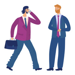 Business meeting and office deal, business partner concept and vector illustration, isolated on white background. Characters man office occupation icon. Cartoon style.