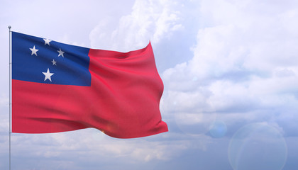 Waving flags of the world - flag of Samoa. 3D illustration.