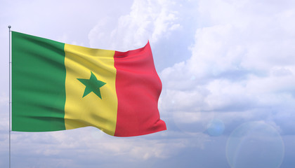 Waving flags of the world - flag of Senegal. 3D illustration.