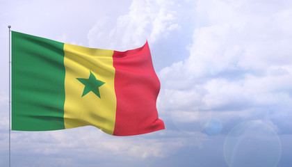 Waving flags of the world - flag of Senegal. 3D illustration.
