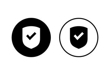 Shield check mark logo icons set on white background. Protection approve sign. Safe icon vector