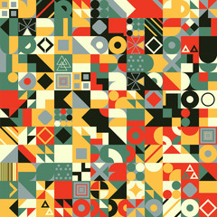 Decorative ornament of geometric shapes. Colorful geometric pattern background