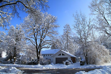 beautiful nature snow cold house village outside landscape in winter holiday travel munich germany europe
