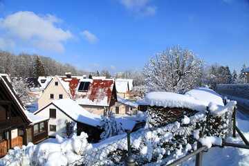 beautiful nature snow cold house village outside landscape in winter holiday travel munich germany europe