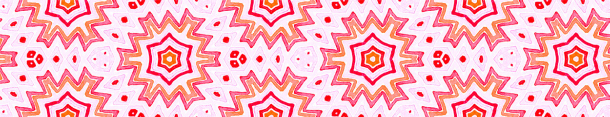 Pink red Seamless Border Scroll. Geometric Waterco