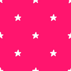 Seamless pattern with hand drawn stars isolated on red background. Rough ink brush painted symbols. Vector wallpaper.