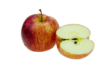 Red apples with water droplets on the surface, placed on a white background, taken with a macro lens, Isolated