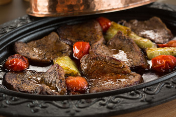 Kebab Turkish meat donated with tomatoes