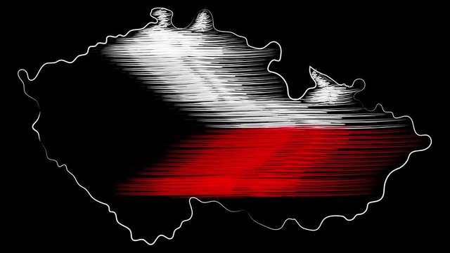 Liberec Czech republic coloring the map and flag. Motion design.