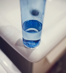 Plastic bottle of liquid soap in bathroom. concept hygiene