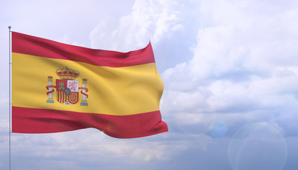 Fototapeta premium Waving flags of the world - flag of Spain. 3D illustration.