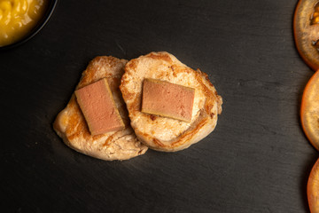 Pork tenderloin dish with pate and tomato and walnut salad